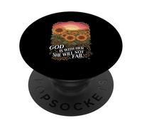 Dieu est en Elle, Elle ne faillira Pas Sunflower Christian PopSockets PopGrip Adhésif