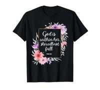 Dieu est en Elle, Elle ne tombera Pas 46 5 Bible Verse Women T-Shirt