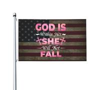 Dieu Est En Elle, Elle Ne Tombera Pas. Décoration Bannière 90X150Cm Suspendre Durable Bannière Cour Drapeau Pour Extérieure Fêtes Ferme