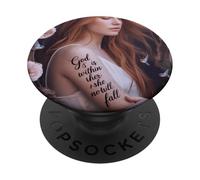 Dieu est en Elle, Elle ne tombera Pas Les Femmes en vers PopSockets PopGrip Adhésif