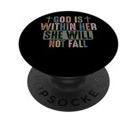 Dieu est en Elle, Elle ne tombera Pas, sa Force fidèle PopSockets PopGrip Adhésif