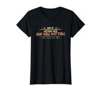Dieu est en Elle, Elle ne tombera Pas T-Shirt Graphique avec Valeur, Femme, Noir, M