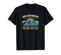 Dieu est en Elle, Elle ne tombera Pas T-Shirt Graphique avec Valeur, Homme, Noir, S