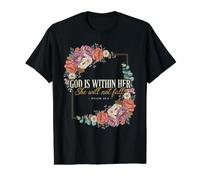 Dieu est en Elle, Elle ne tombera Pas T-Shirt Graphique avec Valeur, Homme, Noir, S