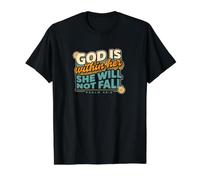 Dieu est en Elle, Elle ne tombera Pas T-Shirt Graphique avec Valeur, Homme, Noir, S