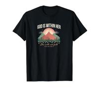 Dieu est en Elle, Elle ne tombera Pas T-Shirt Graphique avec Valeur, Homme, Noir, S