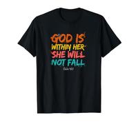 Dieu est en Elle, Elle ne tombera Pas T-Shirt Graphique avec Valeur, Homme, Noir, S