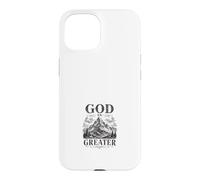 Dieu est Le Plus Grand Randonneur chrétien en Montagne Coque pour iPhone 15