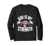Dieu est ma Force ! Christian Faith Jesus Christ Gym Manche Longue