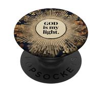 Dieu est ma lumière, Foi biblique chrétienne, Vintage, Fleur Florale PopSockets PopGrip Adhésif
