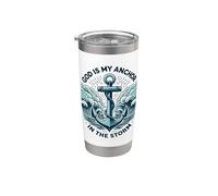 Dieu est mon ancre dans la tempête Christian Jésus-Christ Bible Gobelet isotherme en acier inoxydable double paroi