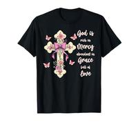 Dieu est plein de grâce, de miséricorde et d'amour Chinoiserie Croix T-Shirt