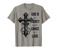 Dieu est Plein de grâce, de miséricorde et d'amour Croix médiévale T-Shirt