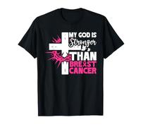 Dieu est Plus Fort Que Le Cancer du Sein Sensibilisation à la Foi chrétienne T-Shirt