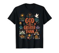 Dieu est Plus Grand Que la Foi chrétienne Affirmations des Écritures T-Shirt Graphique avec Valeur, Homme, Noir, M