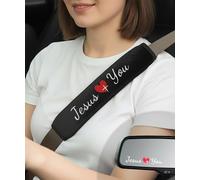 Dieu est plus grand que les hauts et bas, ensemble de 2 housses ceinture sécurité voiture avec 3 autocollants rétroviseur, accessoires