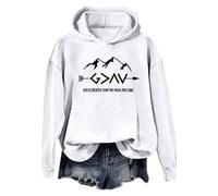 Dieu est plus grand que les Hauts et Bas Sweat-shirt des Femmes Pulls à Manches Longues Top Graphique, Blanc, S
