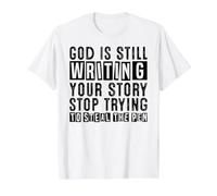 Dieu est Toujours en Train d'écrire Ton Histoire, arrête d'essayer de Voler Le Stylo T-Shirt Graphique avec Valeur, Homme, Blanc, XL