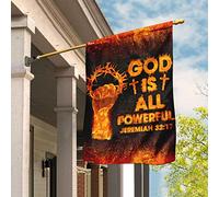 Dieu Est Tout-Puissant Jérémie 32:17 Christianisme Drapeau De Jardin Ésistantes À La Décoloration Jardin Signe Coupe-Vent Et Étancheune Drapeau De Décoration Décoration Pour Porche Maison Patio S