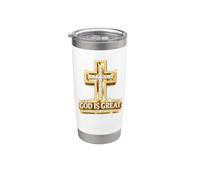 Dieu est une grande foi, une croix, un esprit positif, une croyance religieuse Gobelet isotherme en acier inoxydable double paroi
