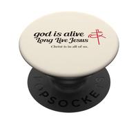 Dieu est Vivant - Vive Jésus - Le Christ est en chacun de Nous PopSockets PopGrip Adhésif