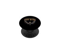 Dieu gagne la Foi chrétienne Jésus culte Religieux Verset biblique PopSockets PopGrip Adhésif