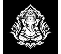 dieu hindou Ganesh avec tête d'éléphant et motif de lotus Stickers muraux en vinyle 42x46.1cm Modification et ajout d'informations possibles Blanc