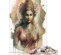 Dieu Lakshmi Puzzle 1000 Pièces Hindouisme pour Adultes Puzzles pour Adultes Jeux Éducatifs à la Maison Jouets de Bricolage 38x26cm/1000 Pièces
