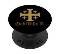 Dieu Le Veut - Deus Vult - Croix de Jérusalem PopSockets PopGrip Adhésif