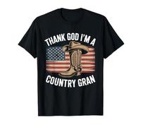 Dieu Merci, Je suis Un Pays Gran USA Drapeau Cowboy Rodeo T-Shirt