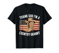 Dieu Merci, Je suis Un Pays Granny USA Drapeau Cowboy Rodeo T-Shirt