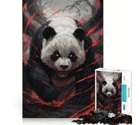 Dieu Panda en colère aux Yeux Rouges Puzzle de 1000 pièces pour Adolescents Jeu de Concentration mentale Découpe de précision Bords Lisses pour Les fêtes (50x75cm)