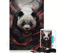 Dieu Panda en colère aux Yeux Rouges Puzzle de 1000 pièces pour Adolescents Jeu Stimulant Le Cerveau Emboîtement précis sans espaces Activité relaxante en Groupe à l'intérieur (38x52cm)