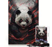Dieu Panda en colère aux Yeux Rouges Puzzle de 1000 pièces pour Adolescents Stimule la mémoire Découpe de qualité Cadeau de Noël Chic (38x26cm)