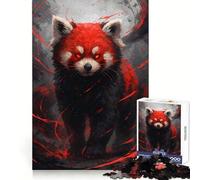 Dieu Panda Roux aux Yeux Rouges Brillants Puzzle de 1000 pièces pour Adultes Stimule la mémoire, s'amuse Assembler Une Image, Objet de Collection (38x52cm)