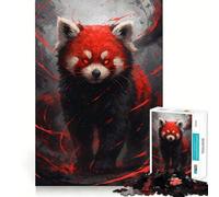 Dieu Panda Roux aux Yeux Rouges Brillants Puzzle de 1000 pièces pour Adultes Stimule la mémoire, s'amuse Assembler Une Image, Objet de Collection (38x52cm)