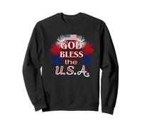 Dieu Patriote chrétien bénisse Le Drapeau et Les Feux d'artifice des États-Unis Sweatshirt