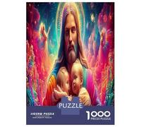 Dieu Puzzle Art Déco 1000 Piece Jésus avec Les bébés Jigsaw Puzzle Jeu De Famille Idées Cadeaux pour Adultes Et Enfants À Partir De 12 Ans 52x38cm/1000pcs