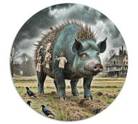 Dieu Sanglier Sauvage 1000 Pièces Puzzle Intelligence Cute Animals Puzzle Rond Puzzles Classiques DIY Décoration pour Enfants Cadeau (67.5x67.5cm)