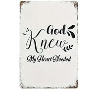 « Dieu savait que mon cœur en avait besoin » - Plaque décorative murale rétro - Cadeau humoristique pour café, maison, cuisine, garage, salle de bain, ferme, jardin, bar - Affiche en métal 20 x 30 cm