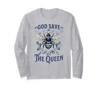 Dieu Save The Queen Native Gardening Bee Graphic Manche Longue