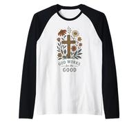 Dieu Travaille pour la Bonne Foi chrétienne - Croix Florale Manche Raglan