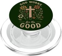 Dieu Travaille pour la Bonne Foi chrétienne Cross Flowers PopSockets PopGrip pour MagSafe
