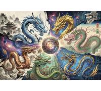 Dieux Dragons du multivers Puzzle en Bois 500 Pièces Adultes Et Enfants,Premium,Bois,Déco Murale, Défi,Jeu Éducatif,Dès 14 Ans,Anti-Stress,Détente,Casse-tête (52x38cm)