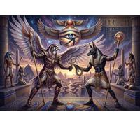 Dieux du Soleil égyptiens Râ et Anubis Puzzle 1000 Pièces Adultes Et Enfants,Anti-Stress, Déco Murale,Défi,Premium,Carton,Dès 14 Ans,Jeu Éducatif,Détente,Casse-tête 38x26cm