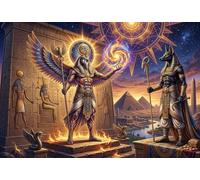 Dieux du Soleil égyptiens Râ et Anubis Puzzle 1000 Pièces Adultes Et Enfants,Dès 14 Ans,Casse-tête,Anti-Stress,Jeu Éducatif,Déco Murale, Premium,Carton,Défi,Détente 70x50cm