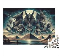 Dieux égyptiens Puzzles 1000 Pièces Papier recyclé pour Adultes Puzzle pour Adultes Jeu Difficile Stimulant Jeu éducatif pour décompression Excellente idée Cadeau 52x38cm/1000pcs