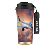 DIEzig Beautiful Sky Tasse à café en acier inoxydable avec couvercle à rabat pour la maison, le bureau, les voyages