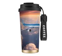 DIEzig Beautiful Sky Tasse à café en acier inoxydable avec couvercle à rabat pour la maison, le bureau, les voyages