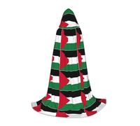 DIEzig Cape à capuche avec drapeau de la Palestine pour adolescents gothique fantaisie médiévale Cosplay longue cape